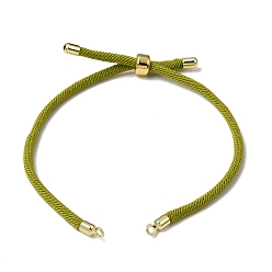 Dark Olive Green 3MM Adjustable Round Nylon Braided Cord Bracelet Making, with Golden Brass Findings, Fit for Connector Charms, Dark Olive Green, 8.66 inch(22cm), Hole: 1.5mm