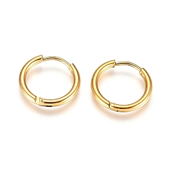 Golden 304 Stainless Steel Huggie Hoop Earrings, with 316 Surgical Stainless Steel Pin, Ion Plating(IP), Ring, Golden, 16x2mm, 12 Gauge, Pin: 0.9mm