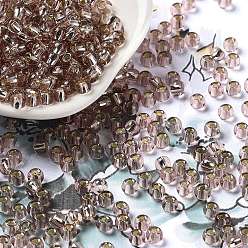 Rosy Brown Glass Seed Beads, Silver Lined, Round Hole, Round, Rosy Brown, 4x3mm, Hole: 1.2mm, 6429pcs/pound