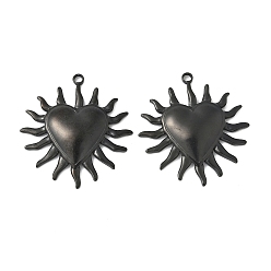 Черный Ионное покрытие (ip) 304 подвески из нержавеющей стали, шарма сердца, чёрные, 40x37.5x4 мм, отверстие : 2.5 мм