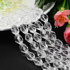 Clear Faceted Polyhedron Imitation Austrian Crystal Bead Strands, Grade AAA, Clear, 13x10mm, Hole: 0.9~1mm, about 30pcs/strand, 15.7 inch