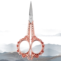 Rose Gold Stainless Steel Scissors, Embroidery Scissors, Sewing Scissors, with Zinc Alloy Handle, Rose Gold, 115x55mm