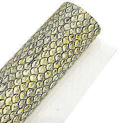 Champagne Yellow Embossed Fish Scales Pattern Imitation Leather Fabric, for DIY Leather Crafts, Bags Making Accessories, Champagne Yellow, 30x135cm