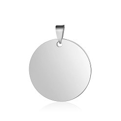 Stainless Steel Color 201 Stainless Steel Pendants, Manual Polishing, Flat Round, Stamping Blank Tag, Stainless Steel Color, 35x1.5mm, Hole: 8.5x3.5mm