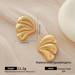 Shell Shape 304 серьги-гвоздики из нержавеющей стали для женщин, золотые, формы раковины, 30x23 мм
