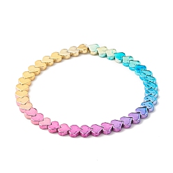 Colorful Synthetic Hematite Heart Beaded Stretch Bracelet, Gemstone Jewelry for Women, Colorful, Inner Diameter: 2-1/8 inch(5.5cm)