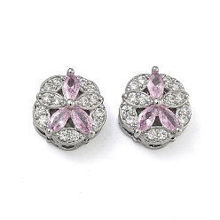 Фиолетовый Латунные микро проложить кубического циркония подвески, , платина, фиолетовые, 11x12x7 мм, отверстие : 1.6 мм