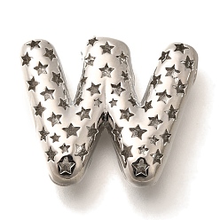 Letter W Полые медные подвески, стойки покрытие, долговечный, без кадмия и без свинца, письмо амулеты, Буква W, 22.5x25.5x7 мм, отверстие : 4.7x3 мм