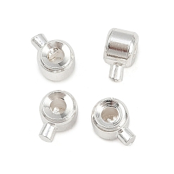 Посеребрённый Зажимные бусины из латуни, без кадмия и без свинца, плоско-круглые, 925 серебро покрытием, 4.5x3x2.5 мм, отверстие : 1.2 мм