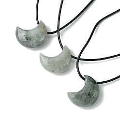 Лабрадорита Натуральные лабрадоритные подвесные ожерелья, воском шнура, луна, 14.17~27.95 дюйм (36~71 см)