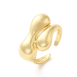 Real 18K Gold Plated Brass Open Cuff Rings, Teardrop, Real 18K Gold Plated, Inner Diameter: 18mm