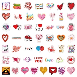 Mixed Color Valentine's Day Paper Sticker Labels, Self-adhesion, for Suitcase, Skateboard, Refrigerator, Helmet, Mobile Phone Shell, Mixed Color, 50~80mm, 50pcs/set
