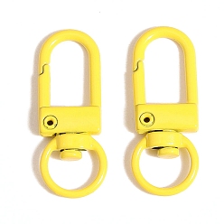 Yellow Spray Painted Alloy Swivel Clasps, Swivel Snap Hook Clasps, Yellow, 31.5x12.5mm