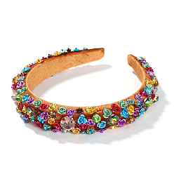Brown color Baroque Style Colorful Rhinestone Headband for Luxurious Party and Show