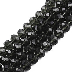 Gray Glass Beads Strands, Faceted, Rondelle, Tan, 10x8mm, Hole: 1mm, about 65~66pcs/strand, 20.8~21.2 inch(53~54cm)