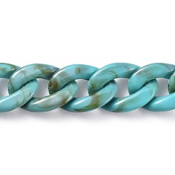 Turquoise Acrylic Curb Chains, Unwelded, Turquoise, 39.37 inch(100cm), Link: 29x21x6mm, 1m/strand