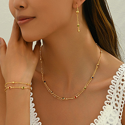 Золотой Комплект украшений в стиле бохо из винтажной латуни с разноцветными стразами, комплект браслетов, серег и ожерелий для женщин, золотые