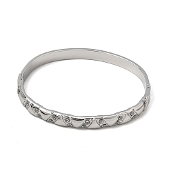 Stainless Steel Color 304 Stainless Steel Crystal Rhinestone Hinged Cuff Bangles for Women, Triangle, Stainless Steel Color, Inner Diameter: 2.36x1.97 inch(6x5cm)