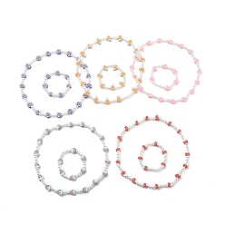 Couleur Mélangete Adorable collier de perles en argile polymère et perles en plastique abs et bracelet extensible, ensemble de bijoux pour les enfants, couleur mixte, diamètre intérieur: 1-3/4~1-7/8 pouce (4.35~4.7 cm), diamètre intérieur: 5-1/8 pouce (13.15 cm), 2 pièces / kit