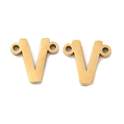 Letter V Ion Plating(IP) 304 Stainless Steel Connector Charms, Letter, Letter V, 9x10x1.5mm, Hole: 1.2mm