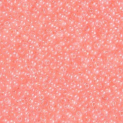 Легкий Лосось Fgb 6/0 круглый стеклянный бисер класса А, прозрачные цвета внутри, блеск покрытием, светлый померанцевый, 6/0, 4x3 мм, отверстие : 1 мм, Около 4500 шт / фунт