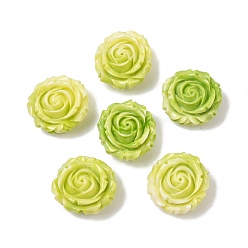 Желто-Зеленый Синтетические резные бусины, окрашенные в ракушки, цветок, желто-зеленый, 15x16x8 мм, отверстие : 1.2 мм