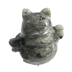Labradorite Figurines de chat porte-bonheur sculptées en labradorite naturelle, guérison, Décorations d'affichage en pierre d'énergie reiki, 60x50x60mm