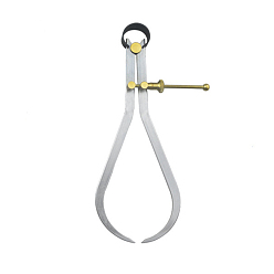Stainless Steel Color Carbon Steel Outside Spring Caliper, Flat Leg, with Brass Findings, Stainless Steel Color, 30cm