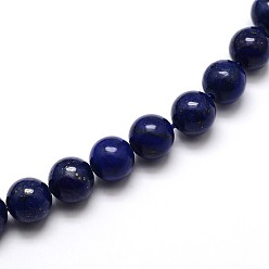 Lapis Lazuli Dyed Natural Lapis Lazuli Round Beads Strands, Grade A, 10mm, Hole: 1mm, about 39pcs/strand, 15 inch