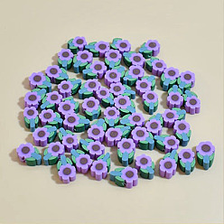 Purple Handmade Polymer Clay Beads, for DIY Jewelry Crafts Supplies, Flower, Purple, 10x0.5mm