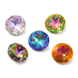 Mixed Color K9 Glass Rhinestone Cabochons, Point Back & Back Plated, Faceted, Diamond, Mixed Color, 12x5.5mm