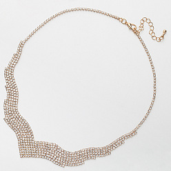 Oro Collar de clavícula de diamantes brillantes para la novia - accesorio de joyería de boda n32