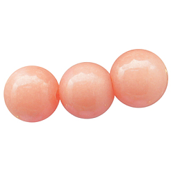 Light Salmon Natural Mashan Jade Beads Strands, Dyed, Round, Light Salmon, 4mm, Hole: 0.7mm, about 96pcs/strand, 15.5 inch