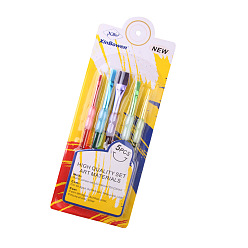 Colorful Silicone Children's Nylon Brush Head Tempera Paint Brush Set, with Gold Plated Aluminium Tube, for Artist Painting Brush Supplies, Colorful, 16.5~17.7cm, 5pcs/set