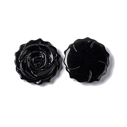 Obsidian Natural Obsidian Pendants, Flower Charms, 33~33.5x7mm, Hole: 1mm