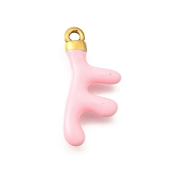 Pink 304 подвески из нержавеющей стали, с эмалью, ионное покрытие (ip), золотые, очарование в форме коралла, розовые, 23.5x11x3 мм, отверстие : 1.6 мм