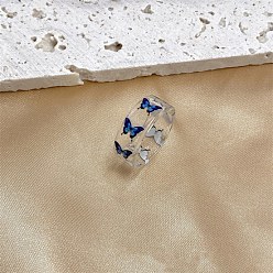 Royal Blue Acrylic Butterfly Finger Ring for Women, Royal Blue, US Size 6 1/2(16.9mm)
