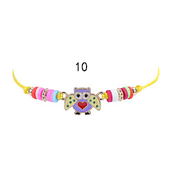 10 bracelets Colorful Rainbow Children's Bracelet and Necklace Set with European and American Gold Powder Butterfly Soft Clay Weaving Friendship Jewelry