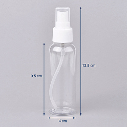 Clear 100ml Plastic Spray Bottles, Refillable Mist Pump, with Bottle Caps, Empty Alcohol Bottle, Clear, 13.5x4cm, Capacity: 100ml(3.38 fl. oz)