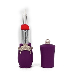Púrpura Cojín de aguja de plástico, herramientas de costura, vintage en forma de pintalabios, púrpura, 78x25 mm