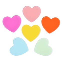 Mixed Color Translucent Cellulose Acetate(Resin) Pendants, Solid Color, Heart, Mixed Color, 38x41x2mm, Hole: 1.4mm