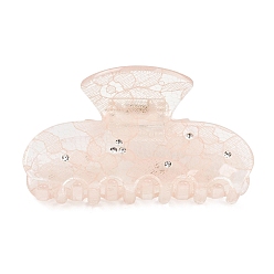 Pink Акриловые заколки для волос со стразами, кружевной принт, аксессуары для волос для женщин и девочек, розовые, 78x45x43 мм