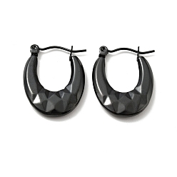 Electrophoresis Black 304 Массивные овальные серьги-кольца из нержавеющей стали для женщин с ионным покрытием (IP), электрофорез черный, 23x17.5x3 мм, штифты : 0.8 мм