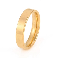 Золотой 201 кольца плоские плоские из нержавеющей стали, золотые, размер США 5 (15.7 мм), 4 мм