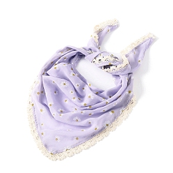 Lilac Floral Hair Bandanas Tie-back Head Kerchief for Women, Hair Scarves Triangular Head Scarf, Lilac, 870x370mm