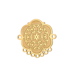 Настоящее золото 14K 304 нержавеющей стали ссылки люстра компонент, цветок ссылки, ионное покрытие (ip), реальный 14 k позолоченный, 20x21 мм