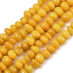 Gold Dyed Natural White Jade Beads Strands, Nuggets, Tumbled Stone, Gold, 9~15x9~15x5~9mm, Hole: 0.8mm, about 49pcs/strand, 15.35''(39cm)