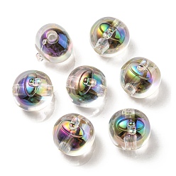 Black UV Plating Rainbow Iridescent Acrylic Beads, Two Tone Bead in Bead, Fruit, Black, 16x15.5x16.5mm, Hole: 3.5mm