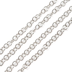 Platinum Rhodium Plated 925 Sterling Silver Round Cable Chains, Soldered, Platinum, Link: 3.5x0.5mm