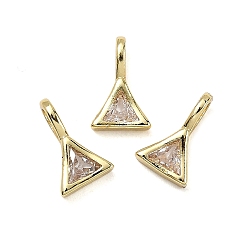 Прозрачный Треугольник латуни микро проложить кубических прелести диоксида циркония, стойки покрытие, долговечный, без кадмия и без свинца, золотые, прозрачные, 11.5x7.5x4.5 мм, отверстие : 4x2.5 мм
